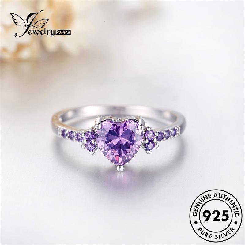 Perhiasantempat Cincin Love Kecubung Simple Perak Wanita Asli925 R2