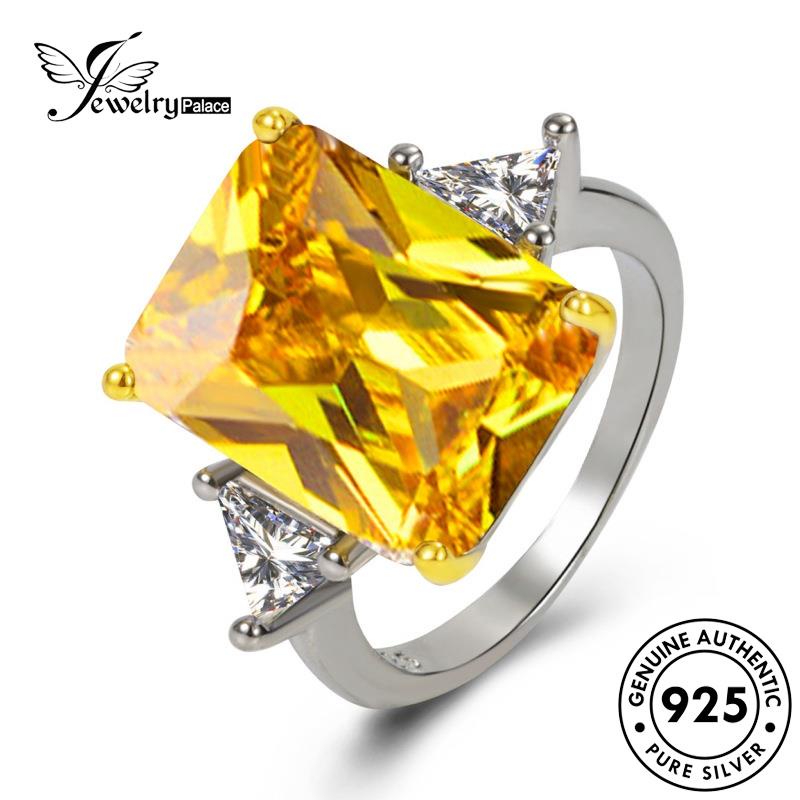 Jewelrypalace Rings Square Personality Wanita Perak Asli925 Citrine R9