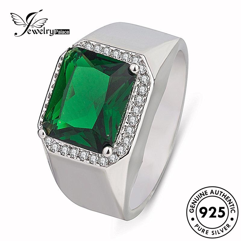 Jewelrypalace Jewelry Cincin Perak Zamrud Asli Simple925 Safir Pria M076