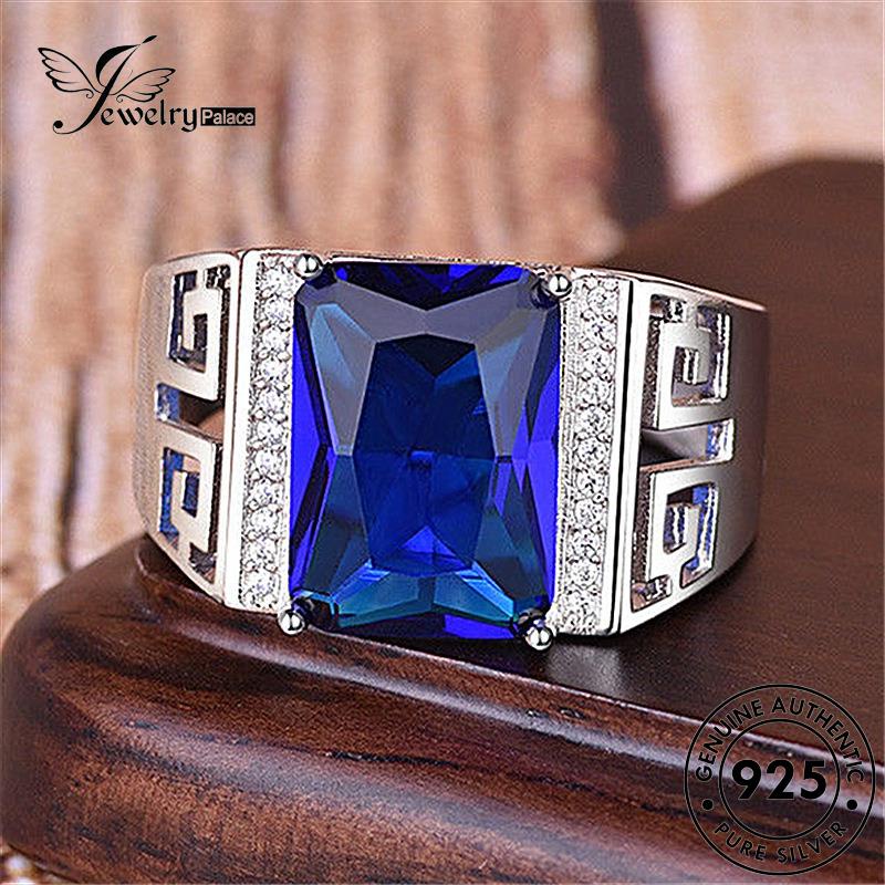 Perhiasantempat Cincin Perak Asli Fretwork Domineering925 Safir Pria R70