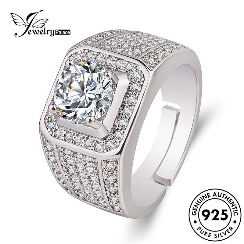 Tempat Perhiasan Cincin Pria Berlian Moissanite Mendominasi Perak925 Asli R87