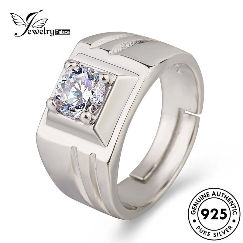 Jewelrypalace Moissanite925 Cincin Perak Simple Berlian Pria Original R128