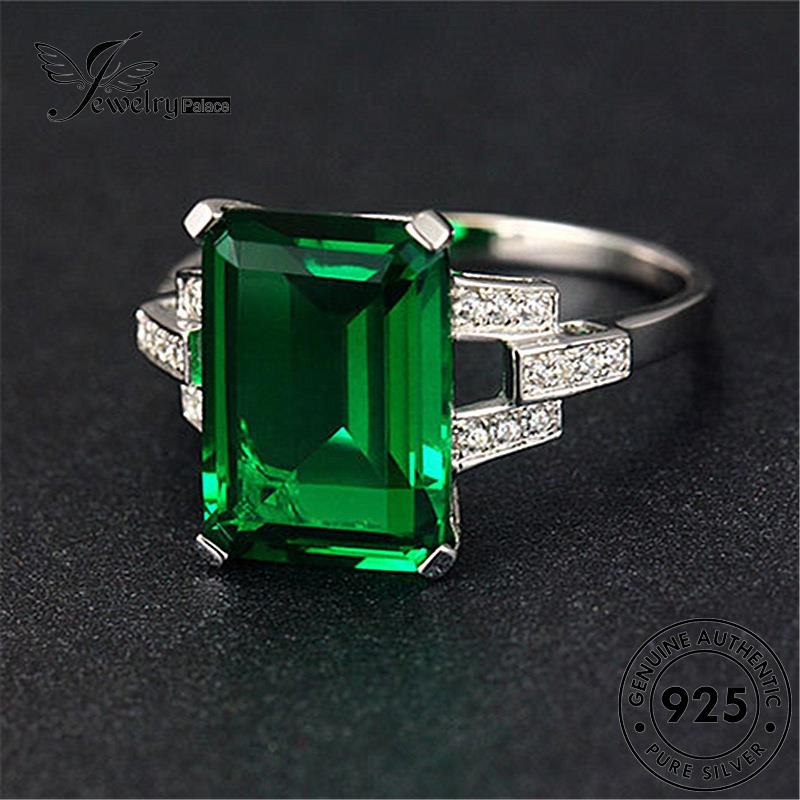 Jewelrypalace Cincin Retro Kotak925 Emerald Perak Asli Wanita R246