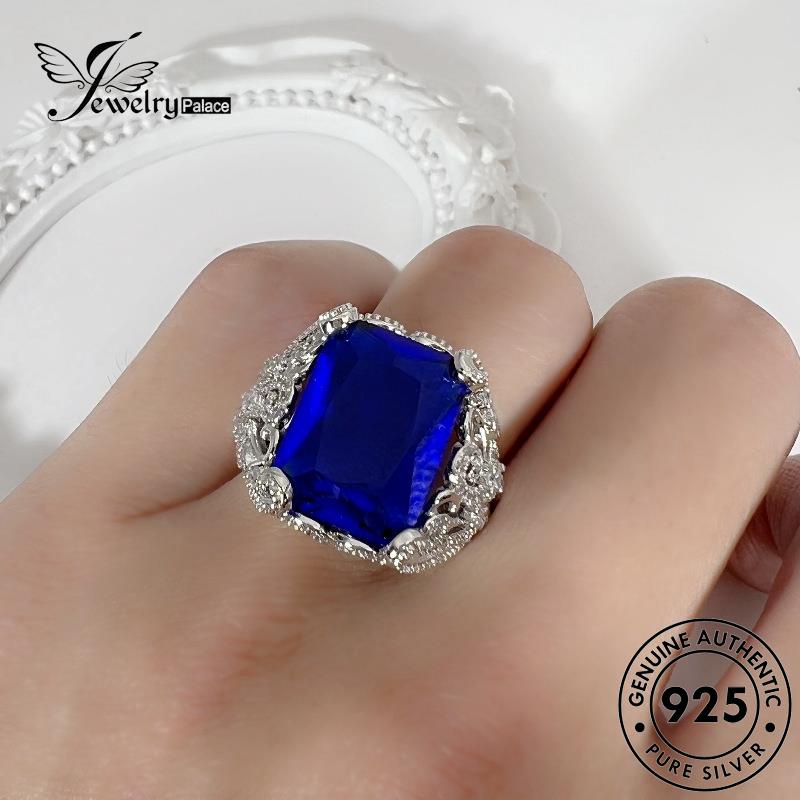 Jewelrypalace Cincin Perhiasan Sapphire Simple Emerald Perak925 Original Pria M087