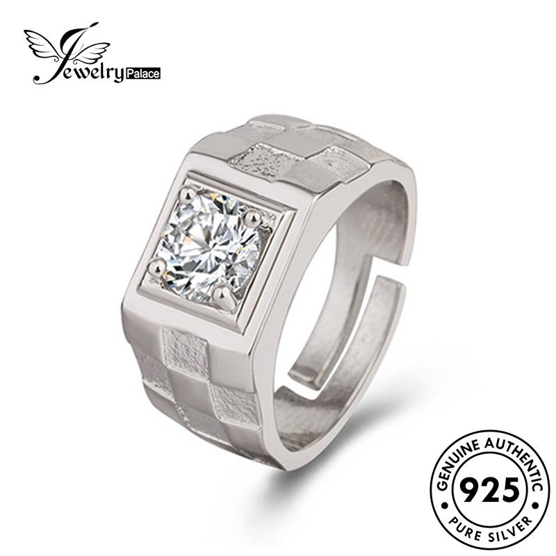 Tempat Perhiasan925Cincin Berlian Pria Perak Mendominasi Moissanite Asli R352