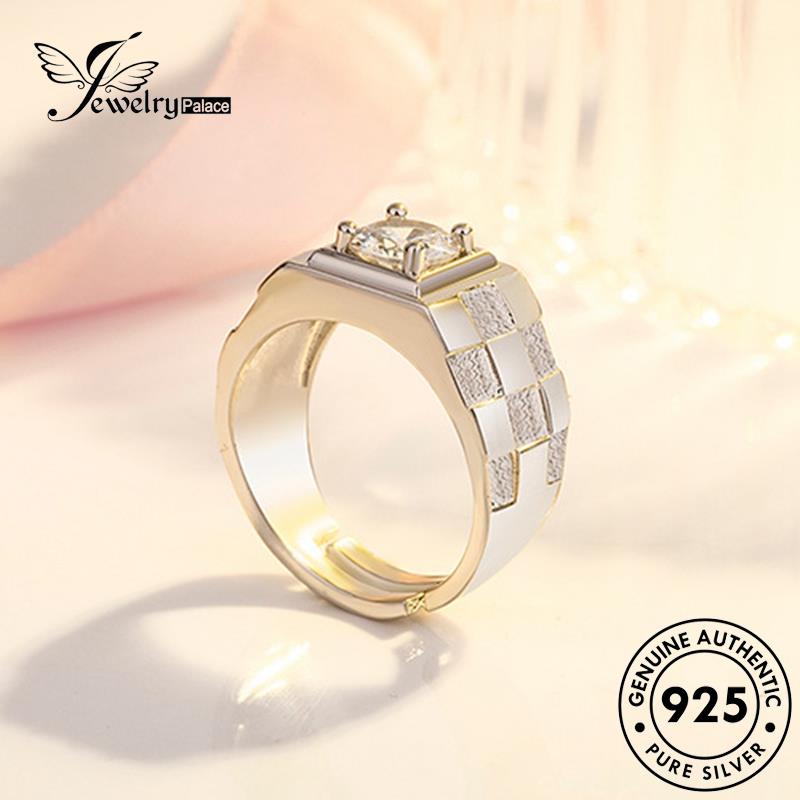 Tempat Perhiasan925Cincin Berlian Pria Perak Mendominasi Moissanite Asli R352