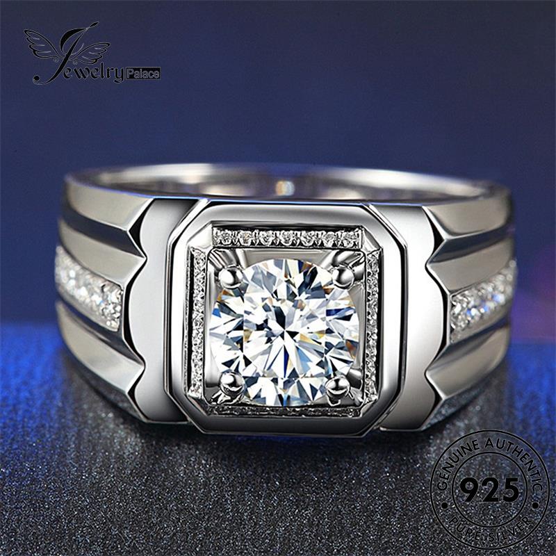 Jewelrypalace 925 Berlian Pria Perak Moissanite Fashion Cincin Asli R364