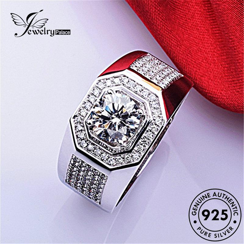 Jewelrypalace Cincin Perak Pria Asli925 Berlian Moissanite Fashion R400