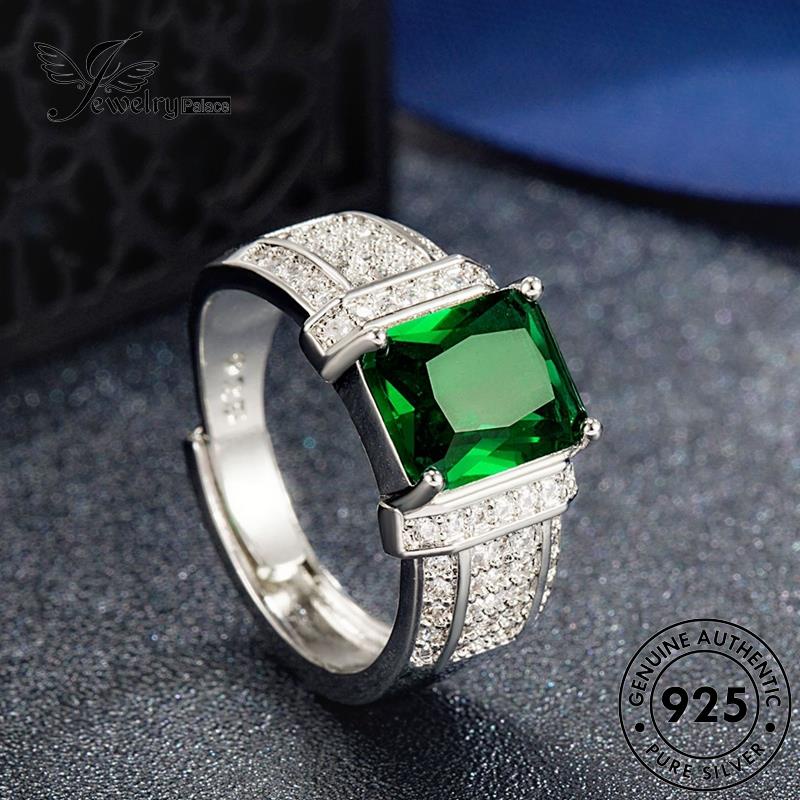 Jewelrypalace Cincin Kepribadian Persegi Asli Aquamarine Wanita Perak925 R435