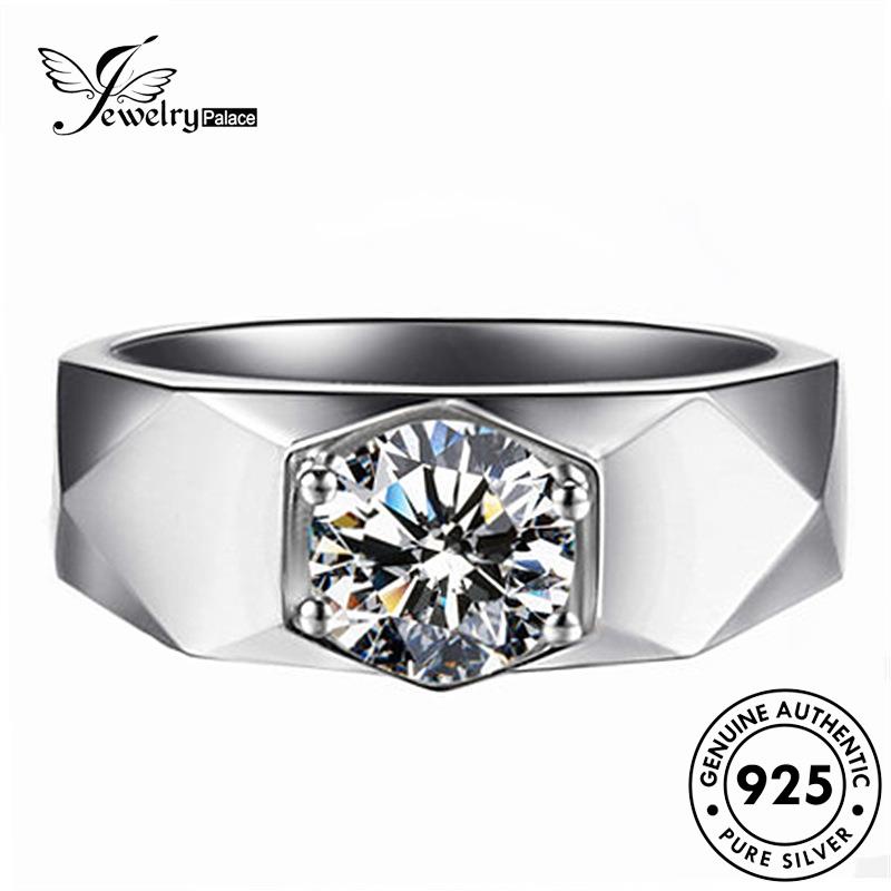 Jewelrypalace Pria Moissanite Perak Simple Perhiasan Asli Rings Berlian925 M080