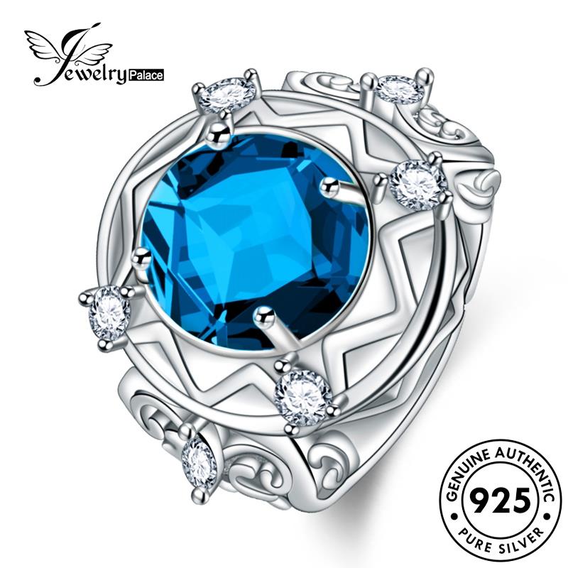 Tempat Perhiasan Wanita Cincin Perak925 Asli Emerald Bulat Mewah R877