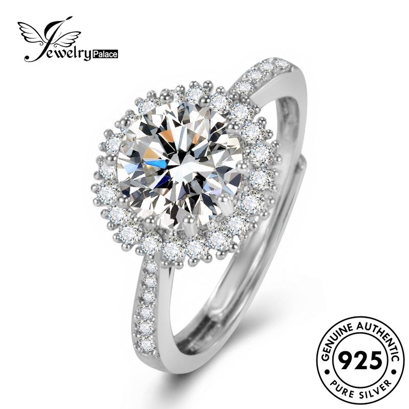 Jewelrypalace Bunga Berlian Temperamen Moissanite Perak Wanita Asli Rings925 Emas R903