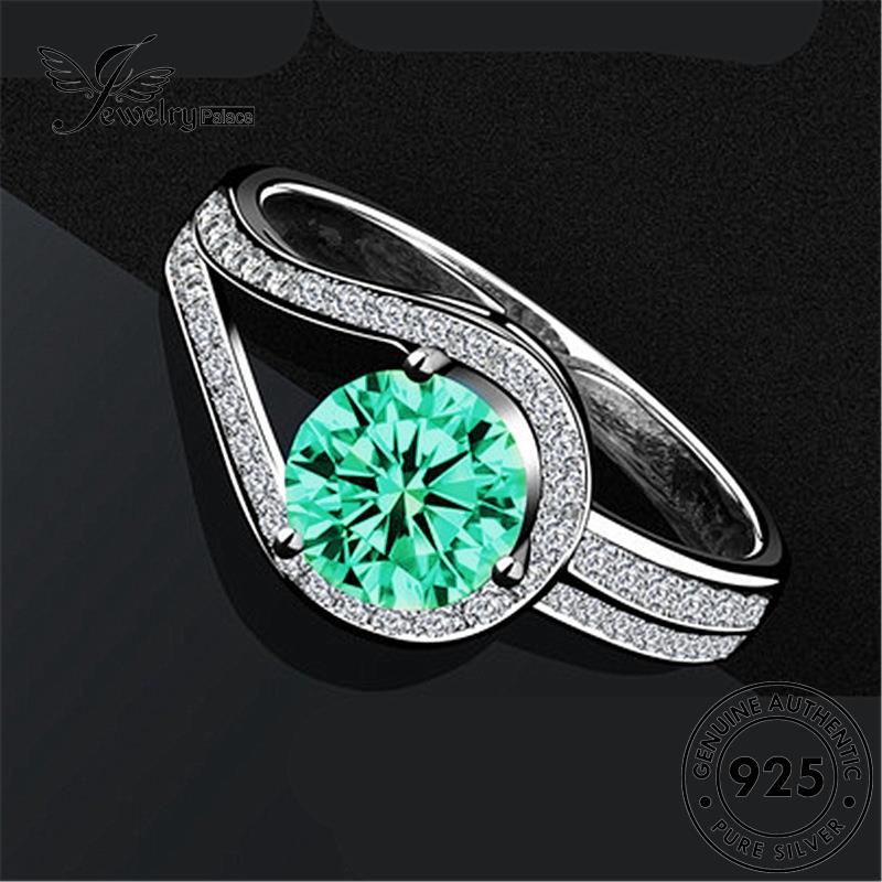 Jewelrypalace925 Zamrud Asli Cincin Perak Kancing Temperamen Wanita R1000