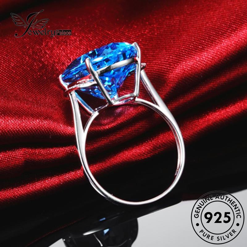 Jewelrypalace Asli Cincin Kepribadian Wanita Perak Aquamarine925 Oval R1016