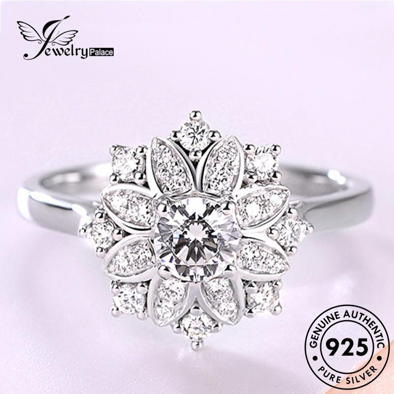 Jewelrypalace Cincin Perak925 Wanita Moissanite Mewah Snowflake Berlian Asli R1085