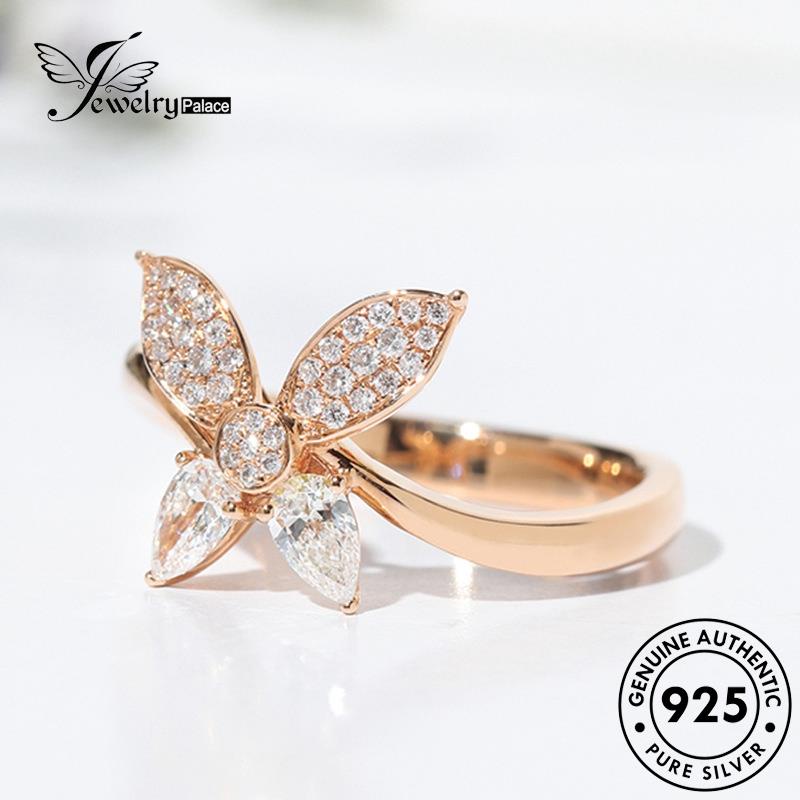 Jewelrypalace Cincin Perak925 Berlian Moissanite Emas Kreatif Asli Butterfly Wanita R1094