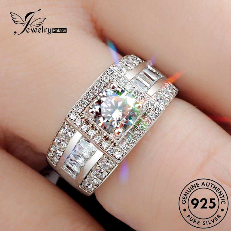 Jewelrypalace 925cincin Berlian Asli Klasik Perak Wanita Moissanite R970