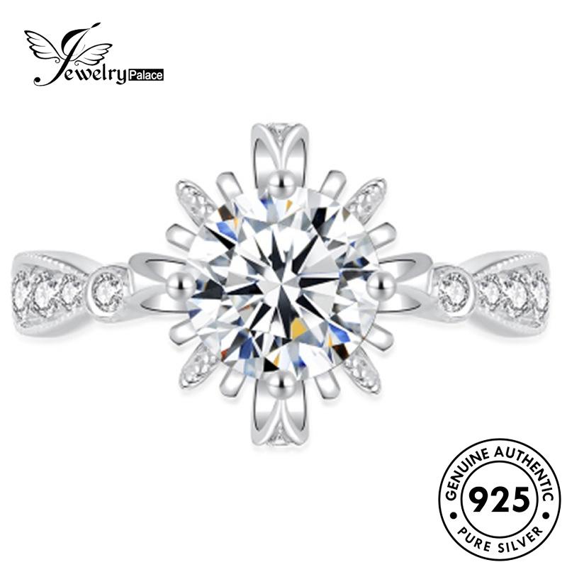 Jewelrypalace Cincin Perak925 Moissanite Wanita Asli Snowflake Klasik Berlian R1121