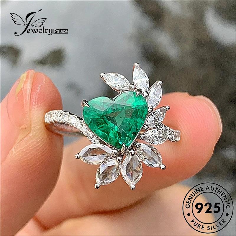 Jewelrypalace 925cincin Wanita Zamrud Asli Cinta Temperamen Perak R1139