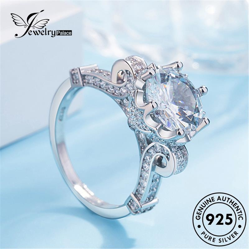 Jewelrypalace Berlian Wanita Moissanite Asli Cincin Mewah Bunga925 Perak R1467