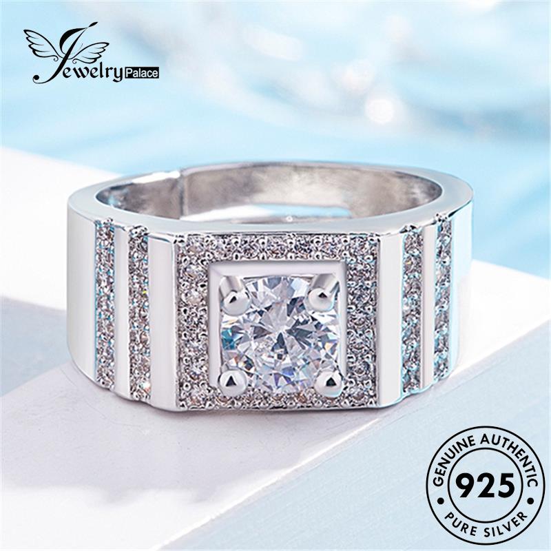 Jewelrypalace Asli925 Couple Berlian Cincin Simple Moissanite Perak R1576