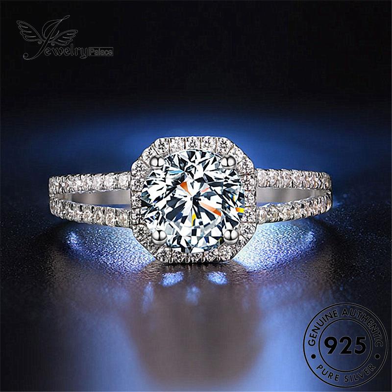 Jewelrypalace Asli Wanita Cincin Berlian925 Kotak Klasik Moissanite Perak R1656