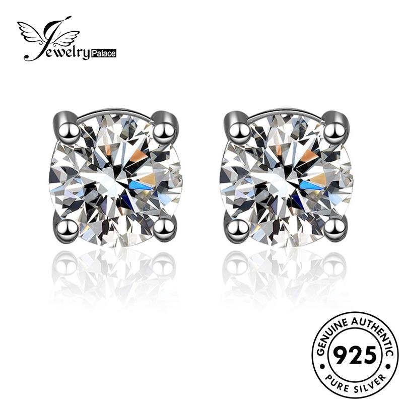 Jewelrypalace Anting Moissanite Bulat Wanita Berlian Silver Stud Asli925 E12