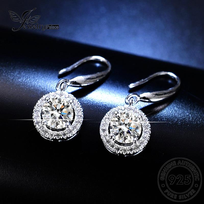 Jewelrypalace Perak Berlian Wanita Asli925 Anting Tusuk Moissanite Bulat E14