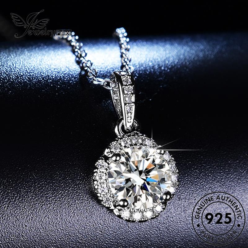 Jewelrypalace Moissanite925 Berlian Bulat Kalung Perak Fashion Wanita Asli N83