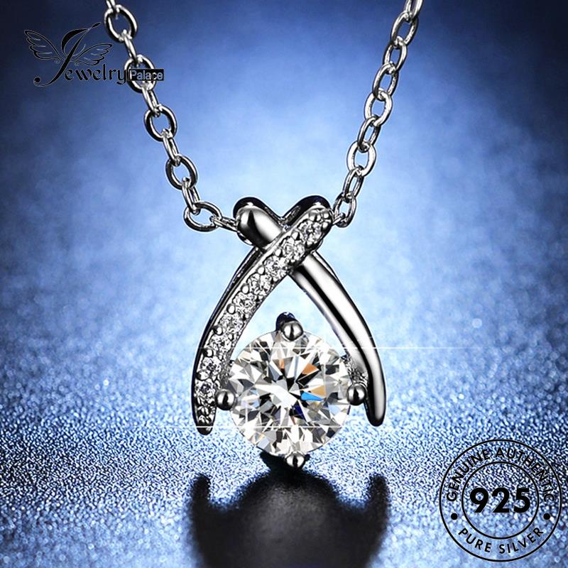Jewelrypalace Perak925 Berlian Asli Simple Kalung Moissanite Wanita N88