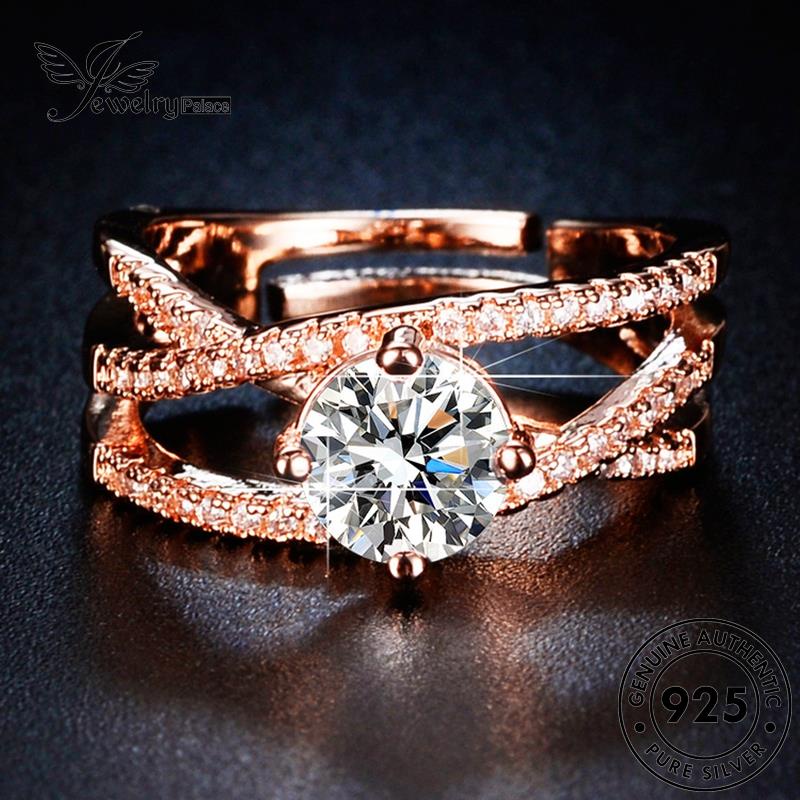 Perhiasantempat Cincin Klasik Lilitan Berlian Asli Emas Perak925 Wanita Moissanite R1