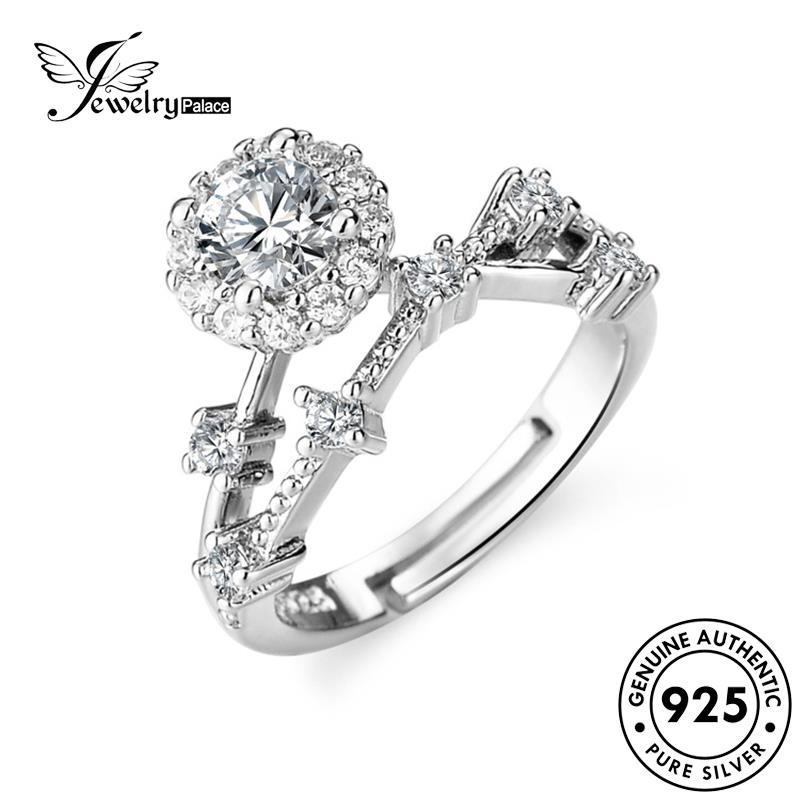 Tempat Perhiasan Wanita Perak Moissanite Asli Cincin Berlian Mahkota Simple925 R8