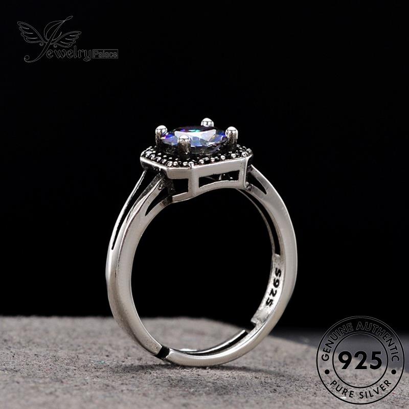 Perhiasanpalace Retro Batu Akik Wanita Asli925 Cincin Perak Kotak R14