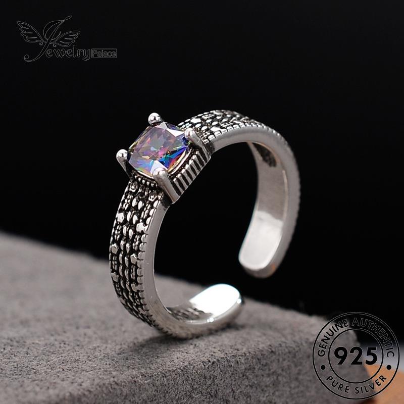 Jewelrypalace Cincin Retro Asli Perak925 Wanita Batu Akik Kotak R19