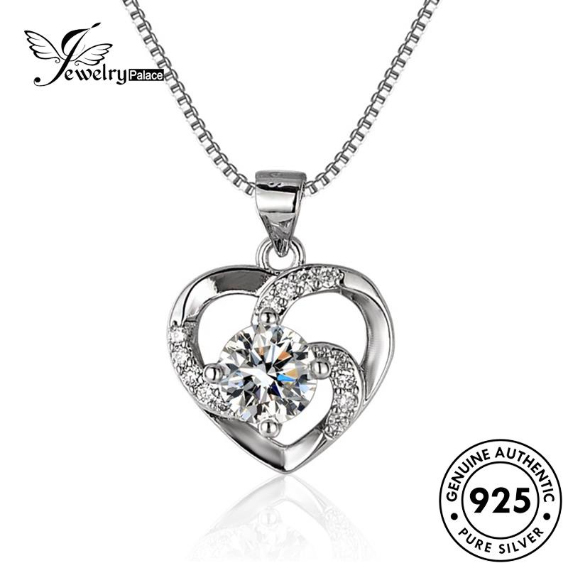 Jewelrypalace Moissanite Hollow Hati Berlian Wanita Kalung Perak Asli925 N100
