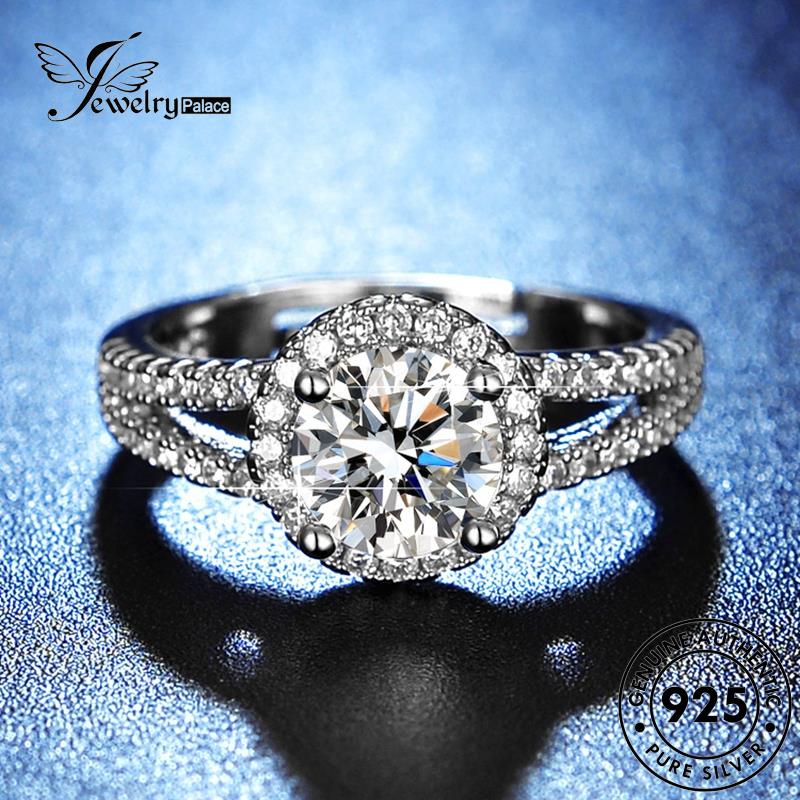 Jewelrypalace Moissanite Wanita Klasik Perak925 Asli Cincin Berlian Bulat R107