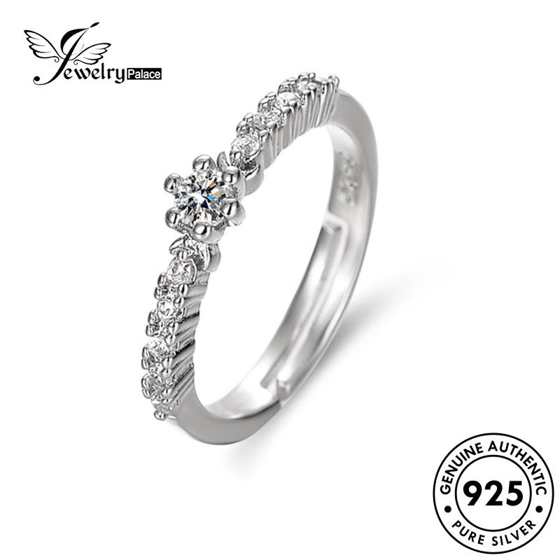 Jewelrypalace Perak Wanita Cincin Simple Perhiasan Moissanite Asli925 Berlian M066