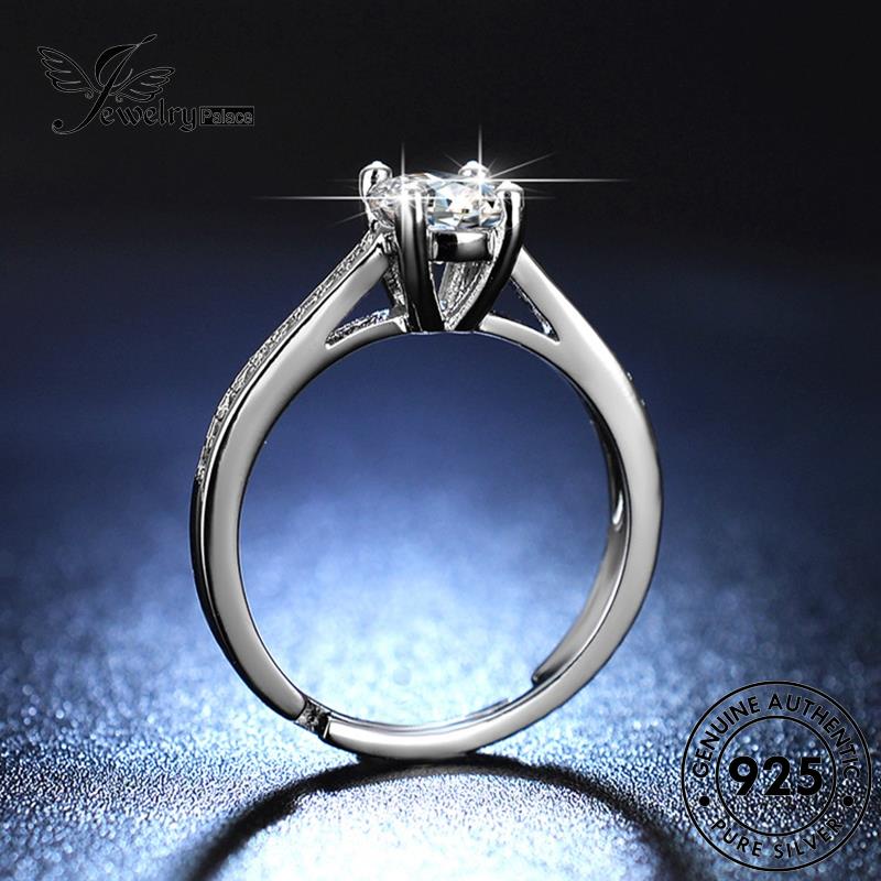 Jewelrypalace Cincin Perak Simple925 Perhiasan Moissanite Berlian Asli Wanita M068