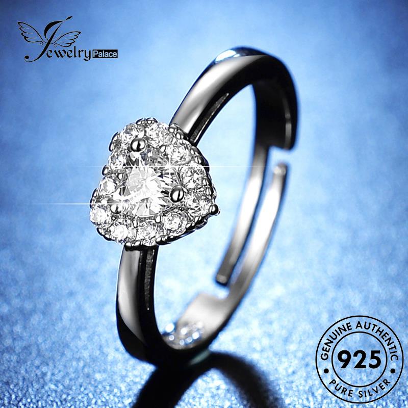 Jewelrypalace Moissanite Cincin Wanita925 Kepribadian Cinta Berlian Perak Asli R141