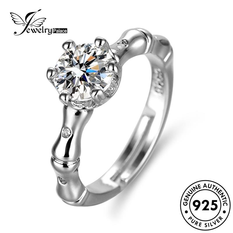 Jewelrypalace925 Berlian Moissanite Cincin Bambu Perak Pribadi Wanita Asli R142