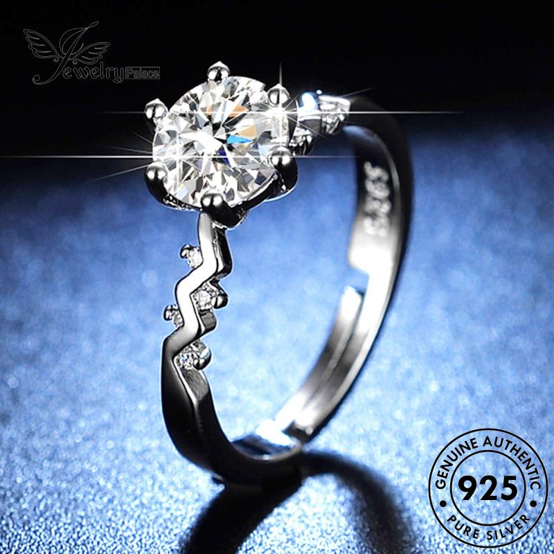 Jewelrypalace Cincin Asli Enam Perak Moissanite Cakar Berlian Klasik925 Wanita R171