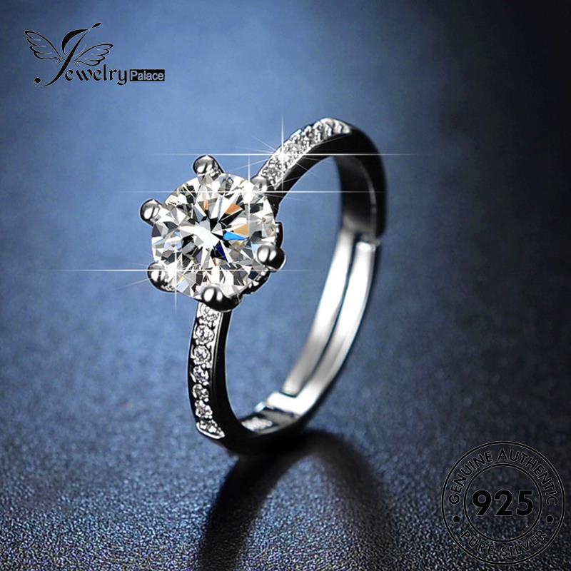 Jewelrypalace Cincin Moissanite Berlian Simple Perak Asli Cakar Wanita Enam925 R175