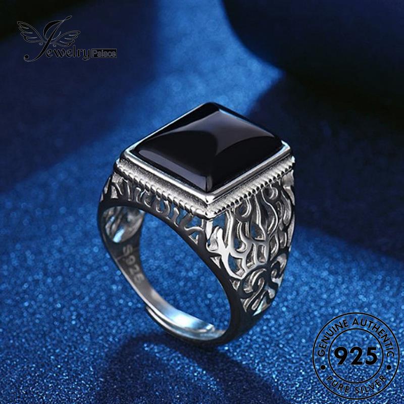 Tempat Perhiasan Pria925 Cincin Giok Kotak Asli Silver Domineering R178