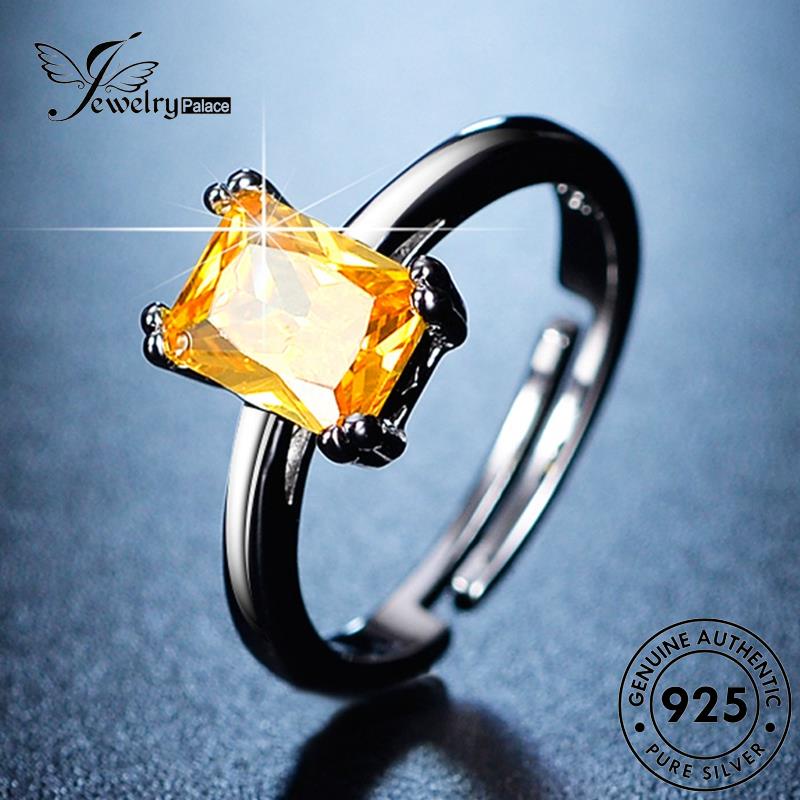 Jewelrypalace 925 Cincin Wanita Perak Asli Citrine Personality Square R161