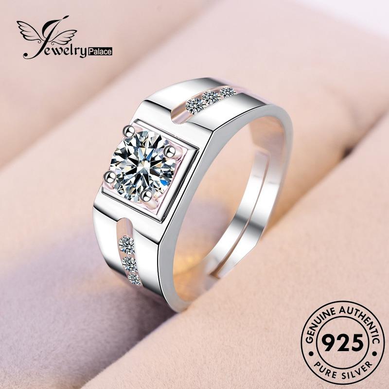 Jewelrypalace Cincin Halus925 Asli Pria Moissanite Perak Berlian R383