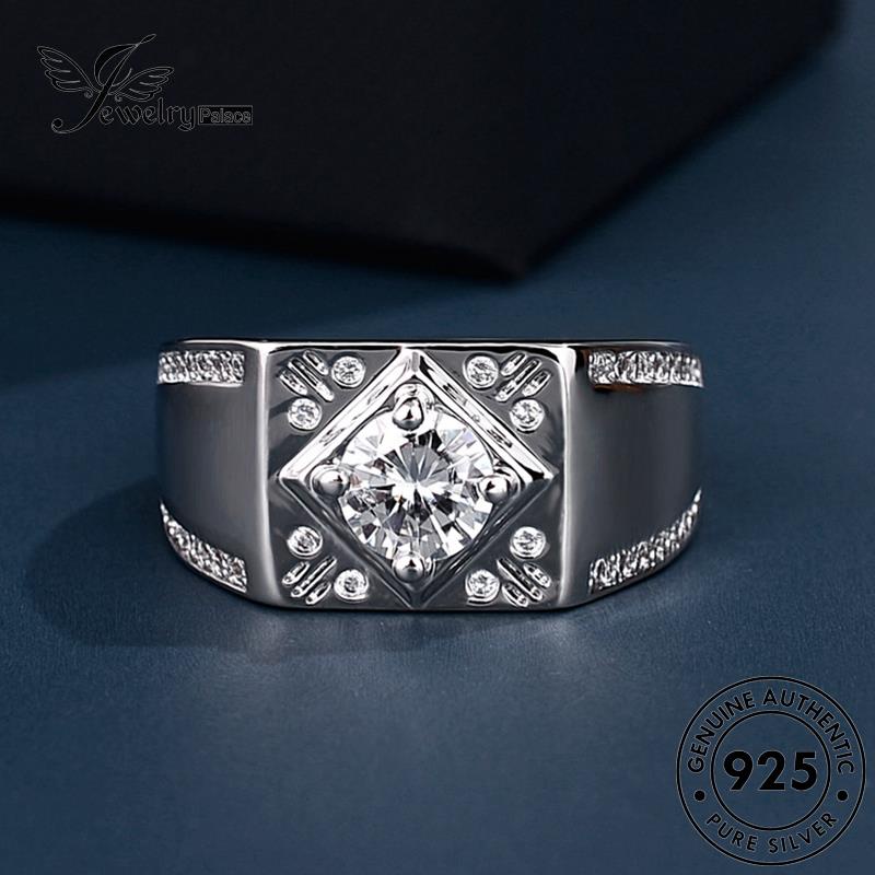 Perhiasantempat Mendominasi Perak Pria Berlian Moissanite Rings Asli925 R391