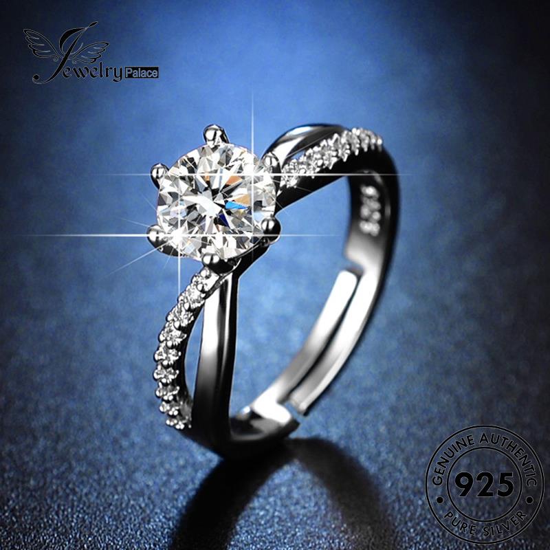 Perhiasantempat Cincin Berlian Interweave Perak Asli Moissanite Klasik925 Wanita R401