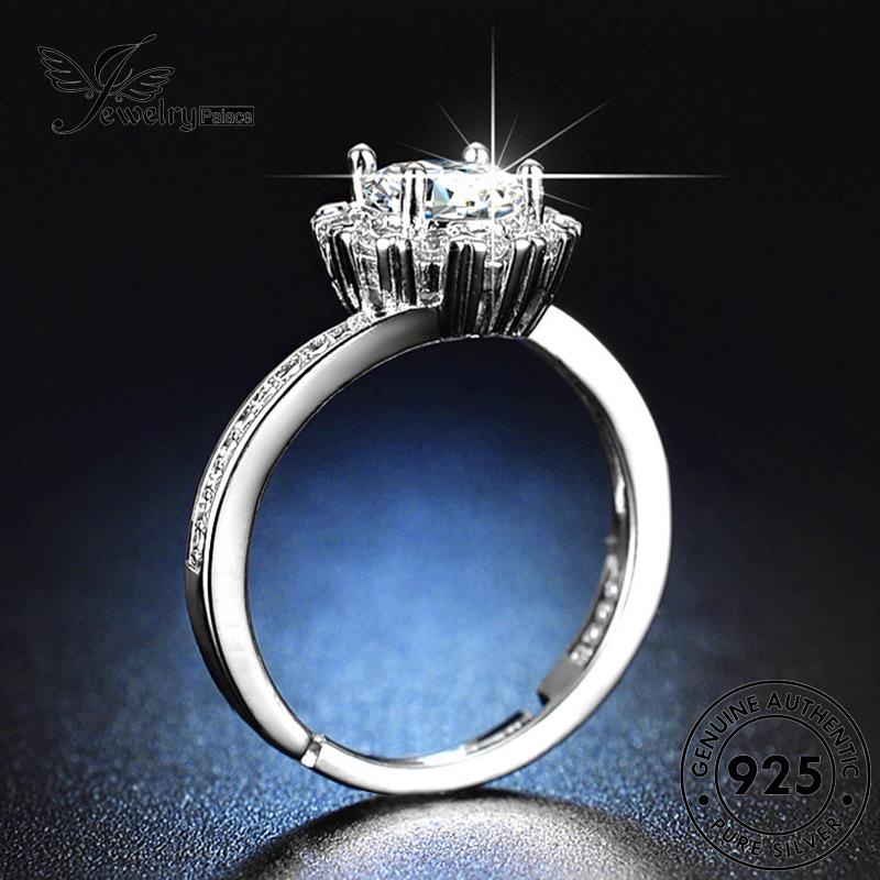 Jewelrypalace Perak925 Asli Moissanite Bunga Cincin Berlian Halus Wanita R403