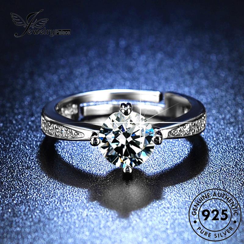 Jewelrypalace Asli Simple Wanita Perak Moissanite Rings Four-Claw925 Berlian Cinta R420