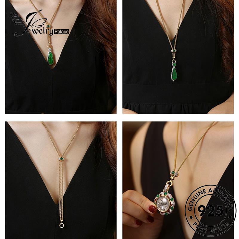 Jewelrypalace Kalung Wanita Emas Emerald Mewah Perak Asli925 N1601